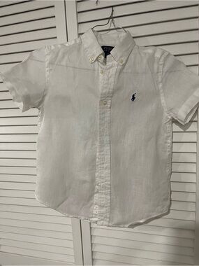Polo by Ralph Lauren White Short-Sleeve Button-Down Shirt with Navy Pony